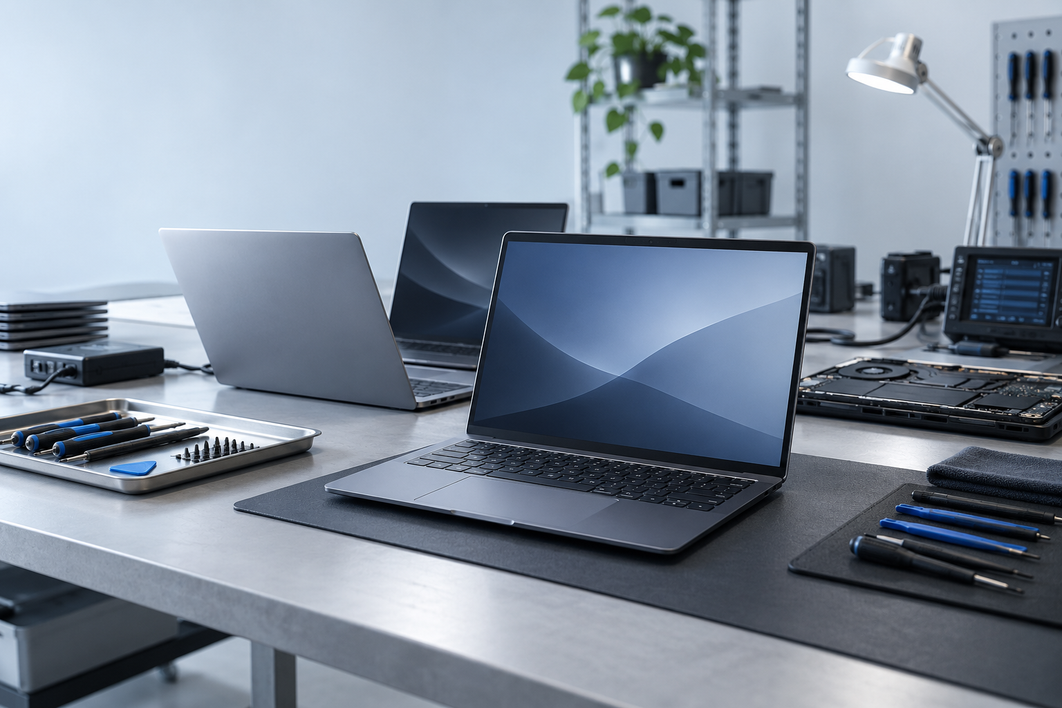 Unbranded professional laptops in a clean technical workspace